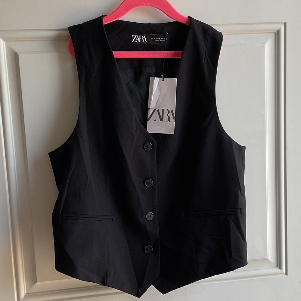 Zara Classic Black V-Neck Top.